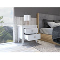 Breeze Four Legged Modern Bedroom Nightstand, with Two white-mdf-engineered wood