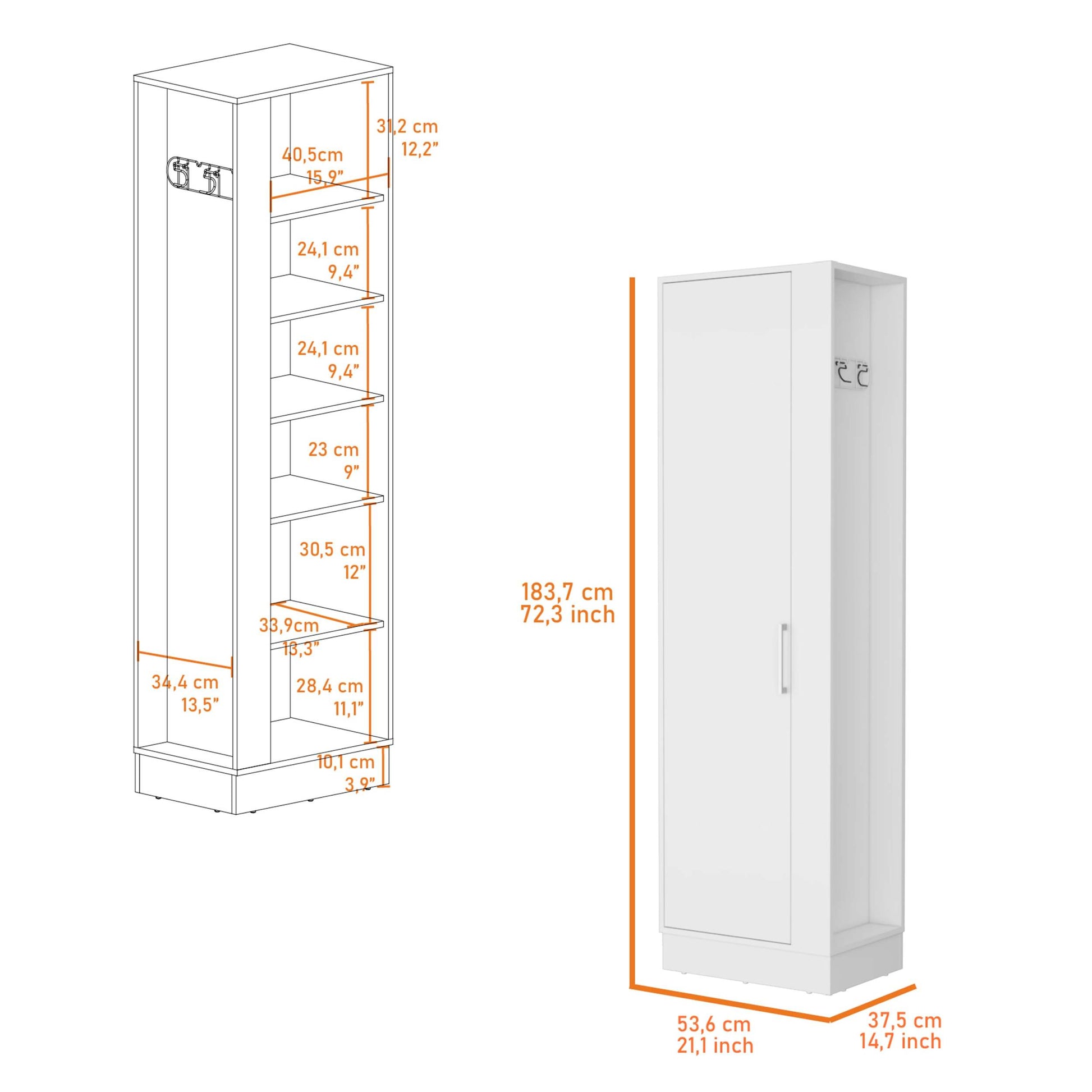 Clarno Tall Storage Cabinet, Single Door With