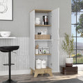 British Single Kitchen Pantry, Four Storage Shelves, Double Doors Cabinets Multicolor Mdf Engineered Wood