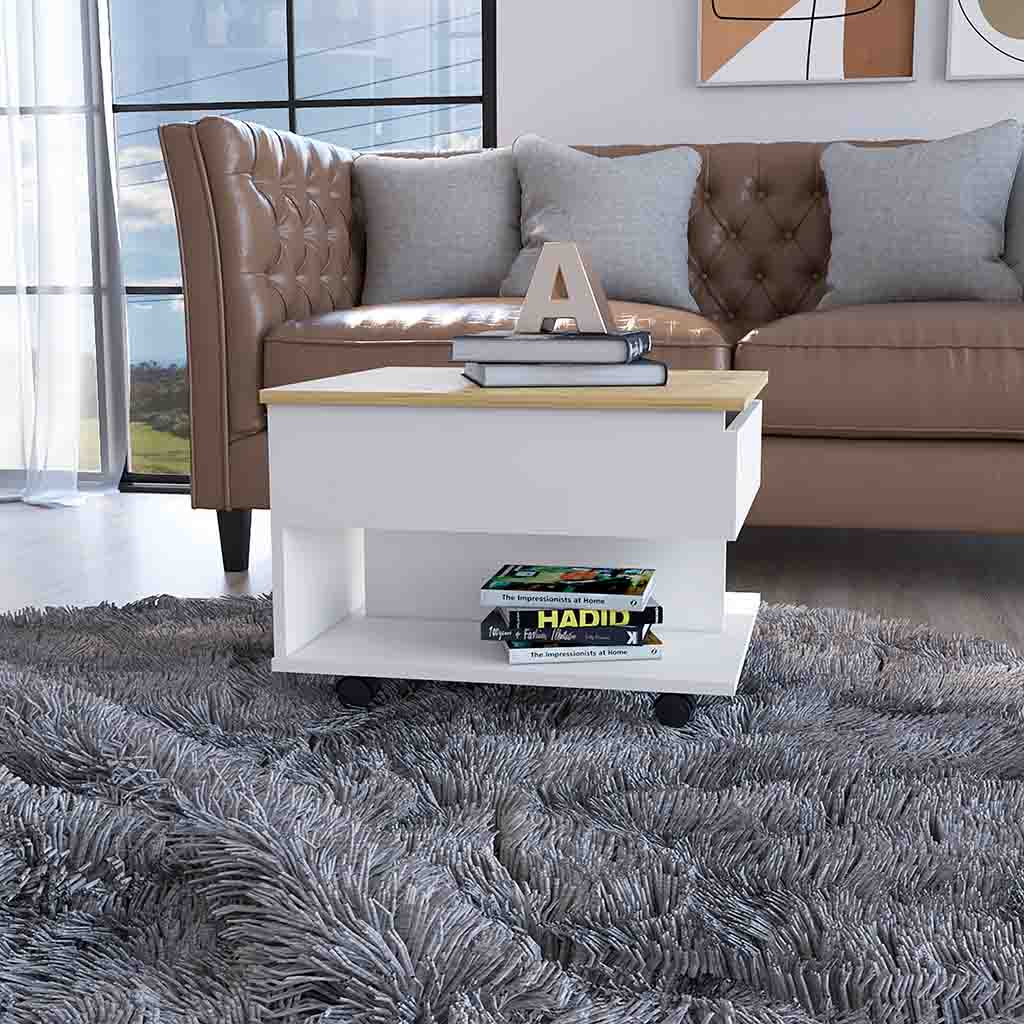 Portland Lift Top Coffee Table Multicolor Primary Living Space Modern Freestanding Rectangular Hutch Coffee & End Tables Rectangular Mdf Engineered Wood