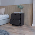 Dillon 2 Drawers Nightstand, Bedside Table With Storage Black 2 Drawers Bedroom Rectangle Modern Shelf Mdf Engineered Wood