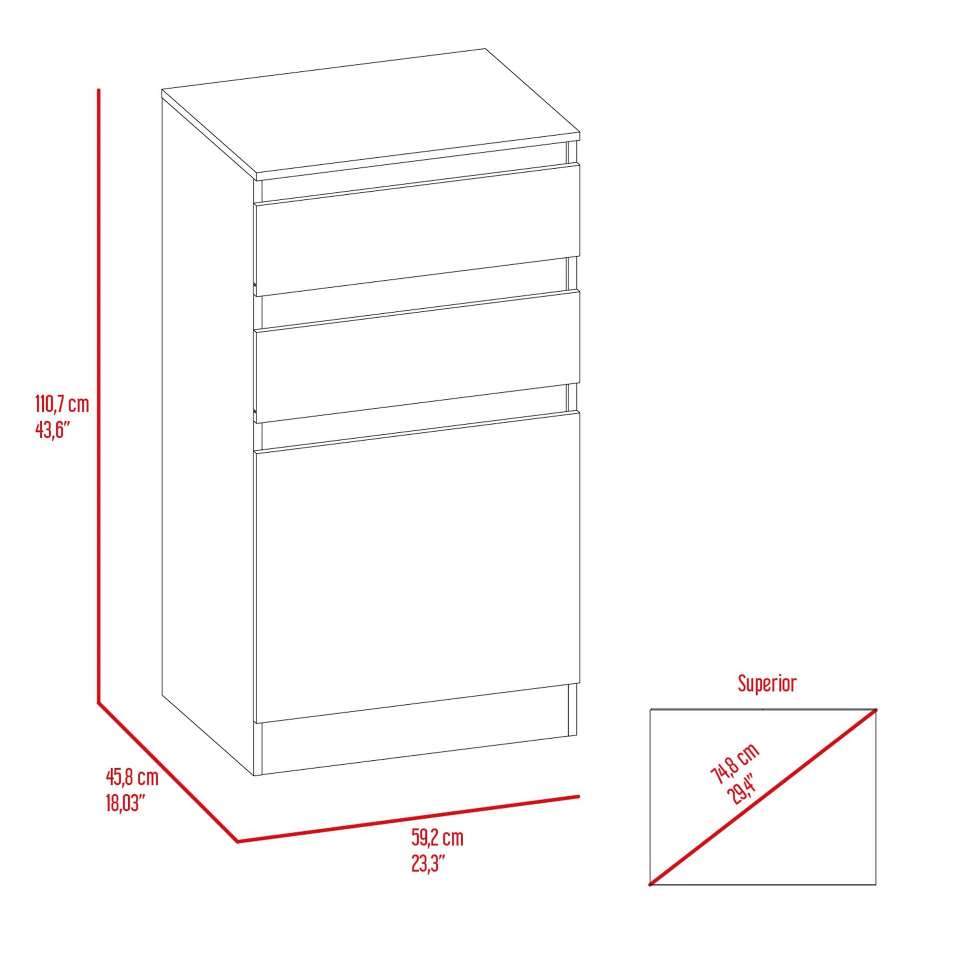 Celestial Dresser, Jewelry Box, Mirror, Two Drawers, Single Door Cabinet White Mdf Engineered Wood