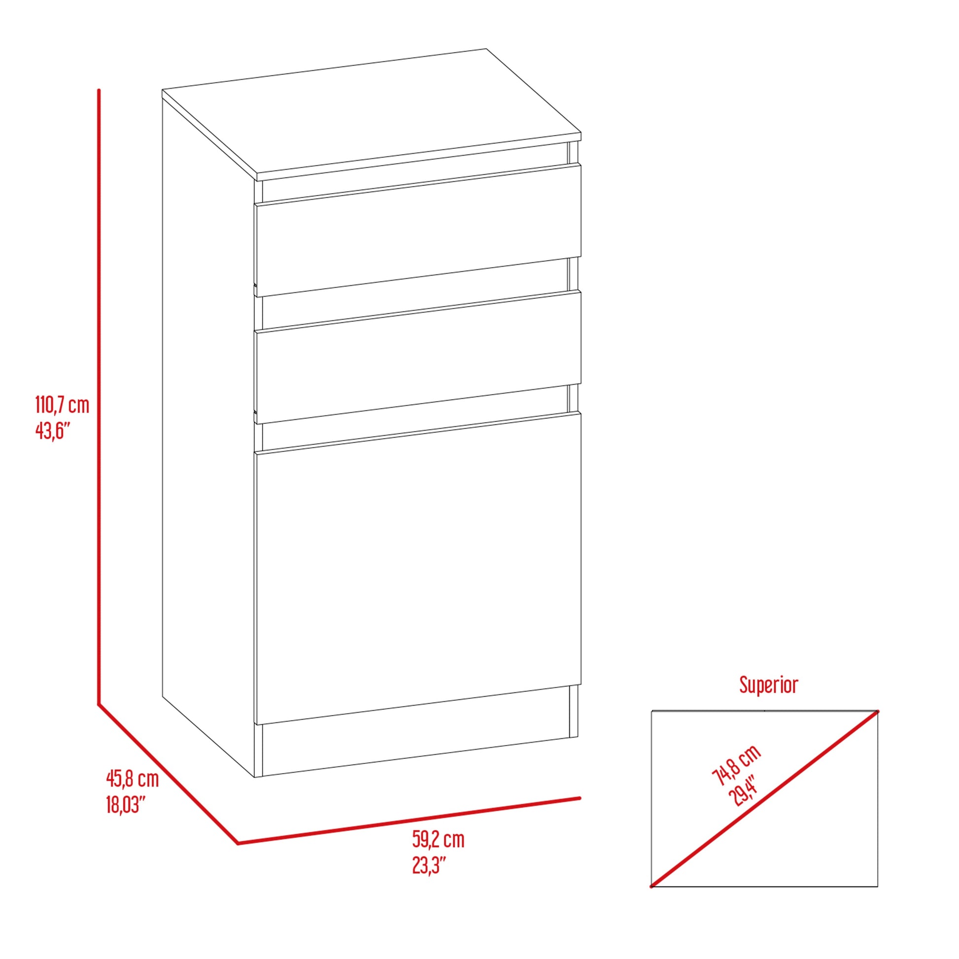 Celestial Dresser, Jewelry Box, Mirror, Two Drawers, Single Door Cabinet White Mdf Engineered Wood