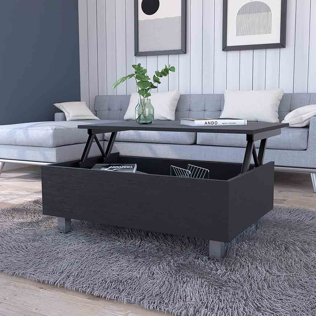 Boston Lift Top Coffee Table Black Mdf Engineered Wood