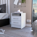 Philadelphia Nightstand, Two Drawers, Concealed Shelf White Mdf Engineered Wood