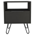 Vienna Nightstand, Shelves, Hairpin Legs Black Mdf Engineered Wood