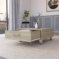 Myers Coffee Table, Four Legs, Superior Top, One Drawer, Metal Handle Beige Mdf Engineered Wood