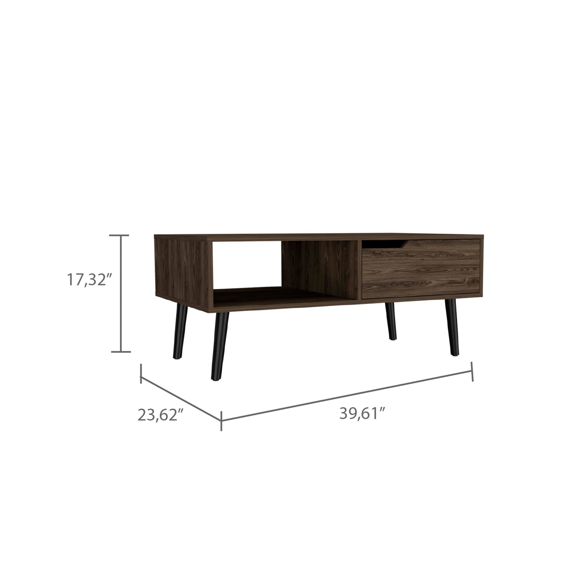 Hamburg Coffee Table, One Open Shelf, One Drawer Brown Mdf Engineered Wood