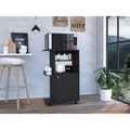 Columba Kitchen Cart, Single Door Cabinet, Four Caster Black Mdf Engineered Wood