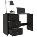 Berlin Three Drawers Desk Black Computer Desk Bedroom Modern Freestanding Rectangular Desk Rectangular Mdf Engineered Wood