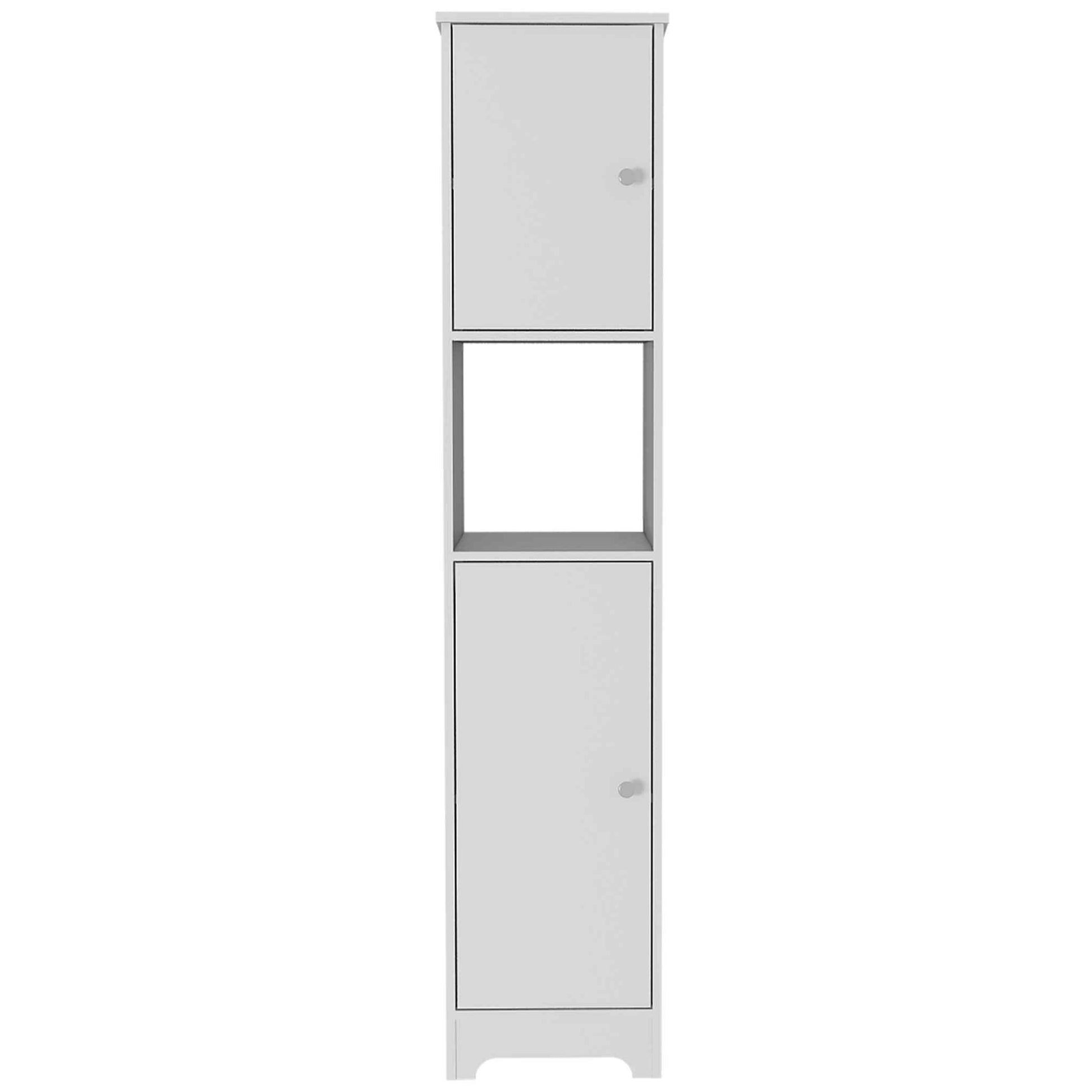 Charlotte Linen Cabinet, 2 Single Door Cabinet, Division, One Shelf White Mdf Engineered Wood