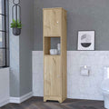 Charlotte Linen Cabinet, 2 Single Door Cabinet, Division, One Shelf Beige Mdf Engineered Wood