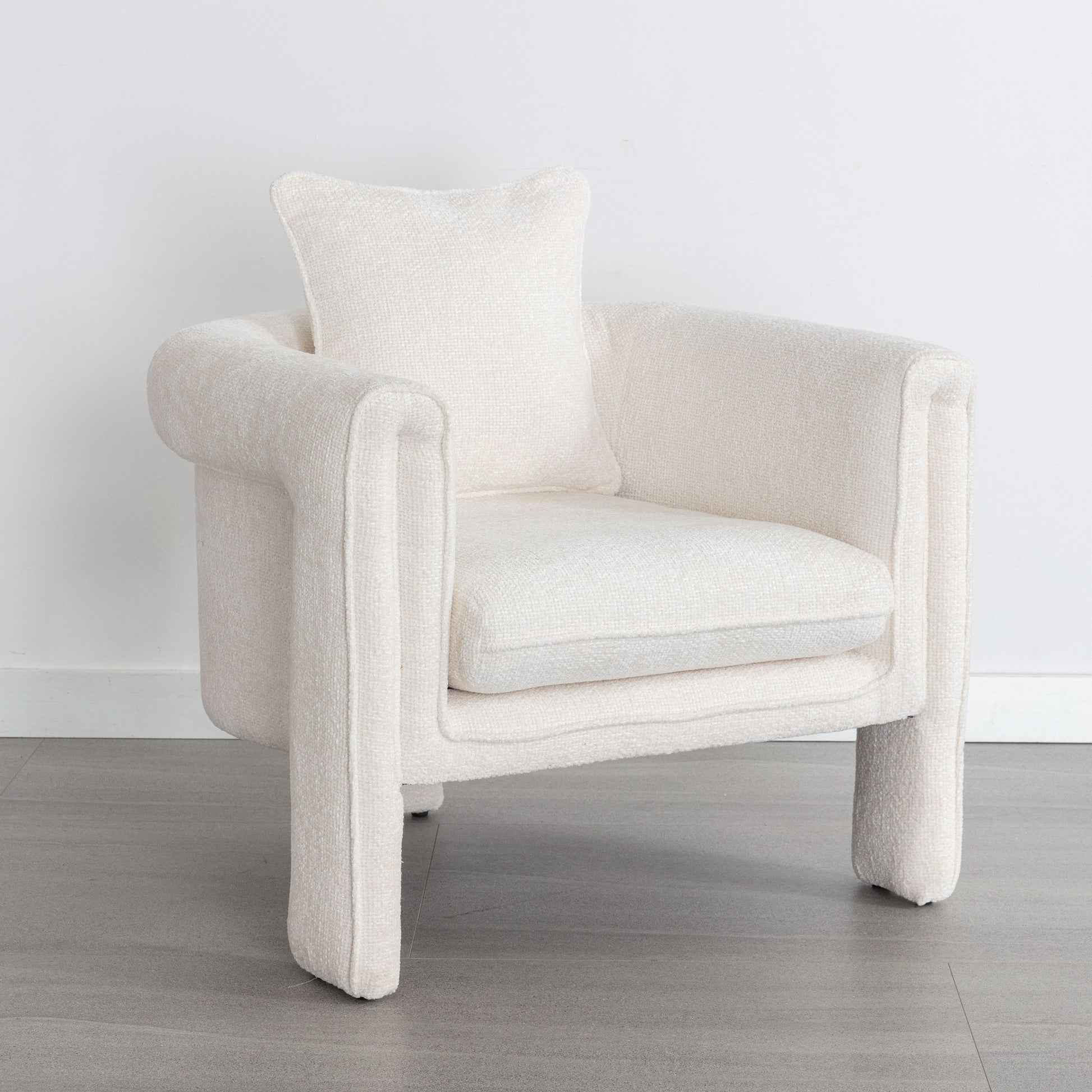 Modern Style Accent Chair Armchair For Living Room, Bedroom, Guest Room,Office, Ivory Ivory Upholstered
