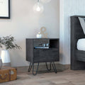 Vienna Nightstand, Shelves, Hairpin Legs Brown Mdf Engineered Wood