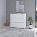 Avra 3 Drawer Dresser, Manufactured Wood Top And Front Chest Of Drawers White Mdf Engineered Wood