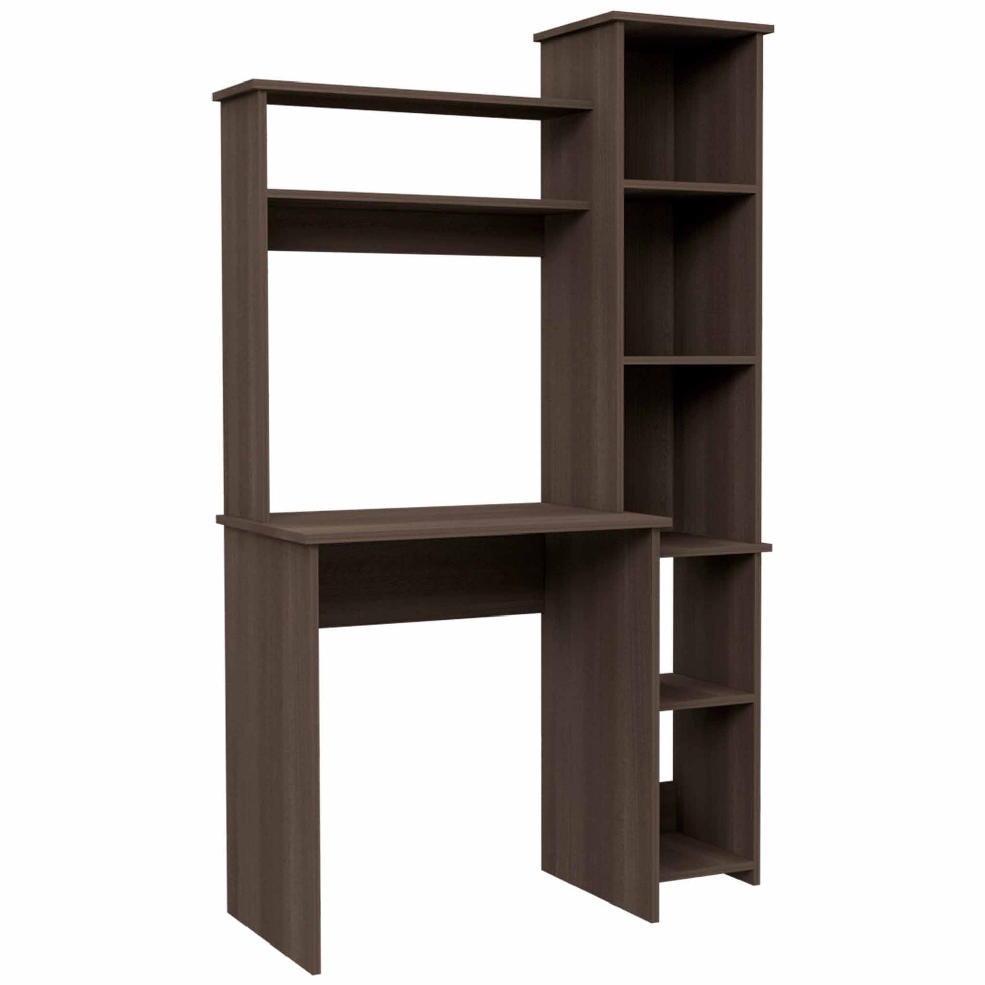 Nashville Writing Desk, Six Shelves Brown Mdf Engineered Wood