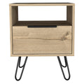 Vienna Nightstand, Shelves, Hairpin Legs Beige Mdf Engineered Wood