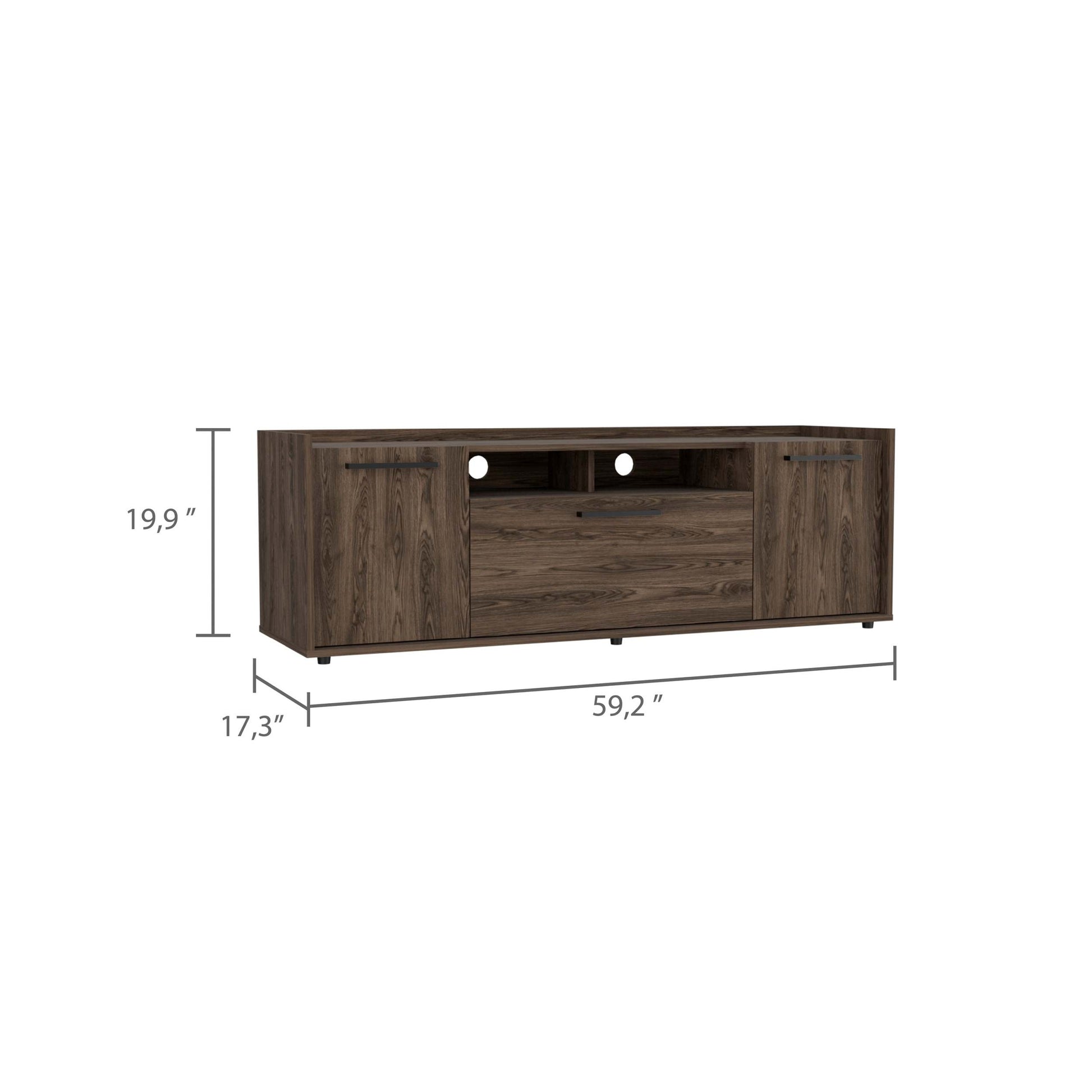 Novel Tv Stand For Tv S Up 60", Double Door Cabinet, One Flexible Cabinet Brown Mdf Engineered Wood