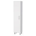 Lawen Tall Storage Cabinet, Single Door, 3 Broom Hangers White Mdf Engineered Wood