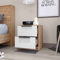 Washington Nightstand, Two Large Drawers Beige Mdf Engineered Wood