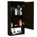 Modesto Medicine Cabinet, One Open Shelf, Mirrored Cabinet With Two Interior Shelves Black Mdf Engineered Wood