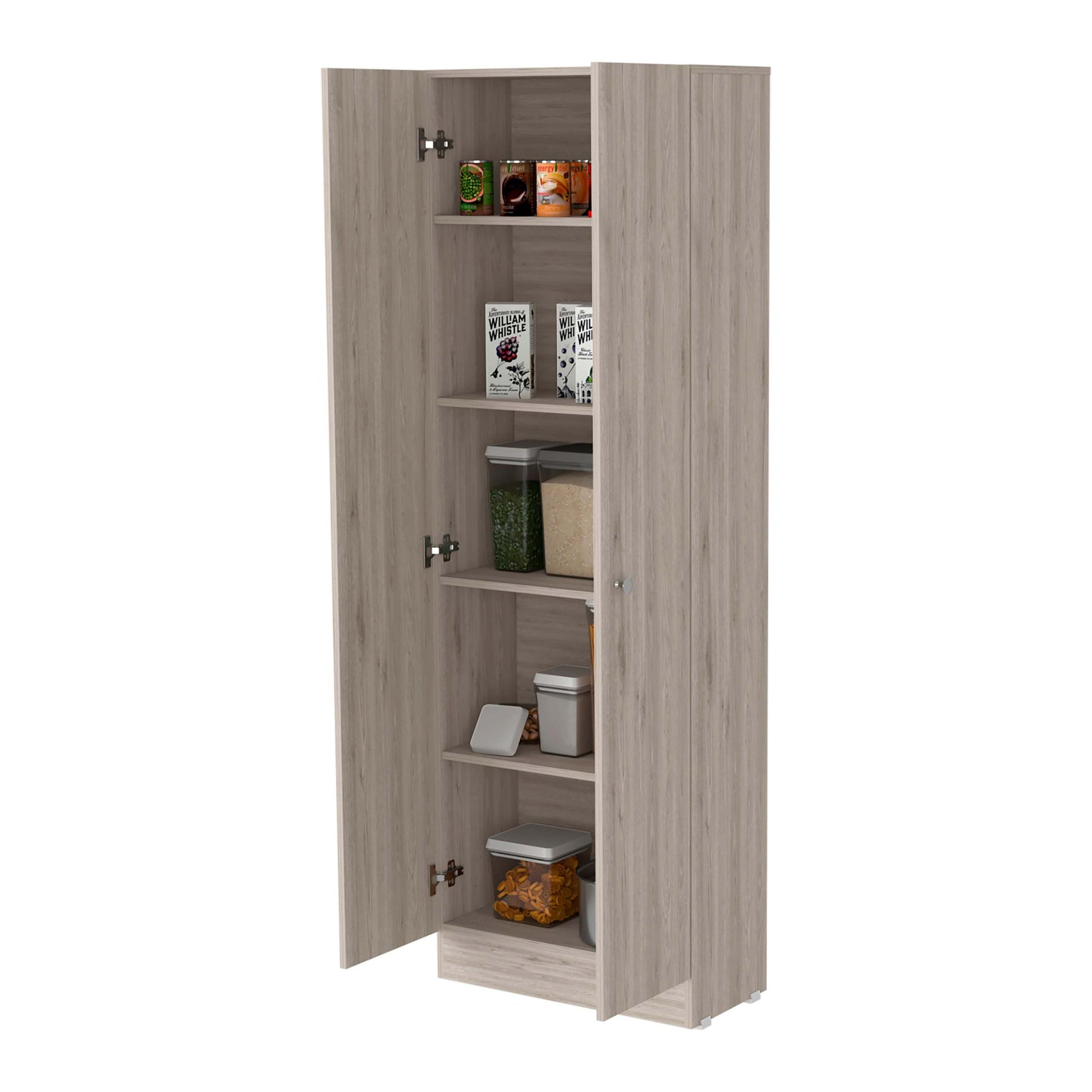 Virginia Double Door Storage Cabinet, Five Shelves Beige Mdf Engineered Wood