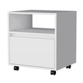 Duncan Nightstand, Top Open Shelf, 1 Drawer White 1 Drawer Bedroom Open Storage Modern Shelf Mdf Engineered Wood