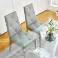 Modern Simple Light Luxury Dining Chair Grey Chair Home Bedroom Stool Back Pu Electroplated Chair Legs Set Of 2 Metal Grey Silver Pu