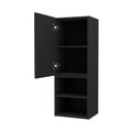 Praia Medicine Cabinet, Four Shelves Single Door Cabinet, Metal Handle Black 1 2 Up To 17 In 24 To 31 In Bathroom Wall Mounted Modern 10 15 Inches Particle Board Engineered Wood