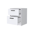 Myrtle 2 Drawers Nightstand, Bedside Table With Metal Handles White Mdf Engineered Wood