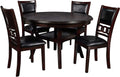 5 Piece Dining Set, Ebony Ebony Rubber Wood