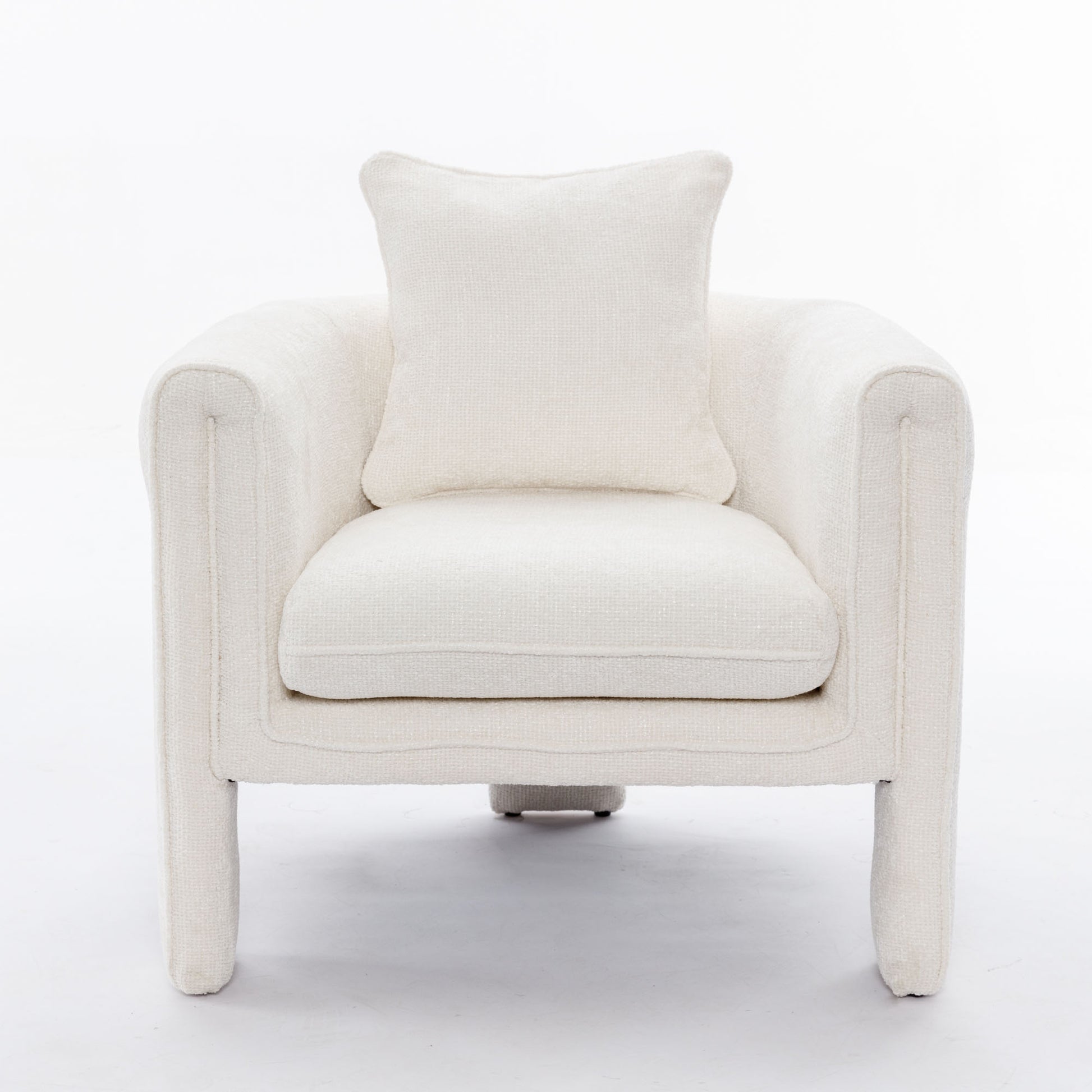 Modern Style Accent Chair Armchair For Living Room, Bedroom, Guest Room,Office, Ivory Ivory Upholstered