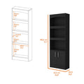 Durango Bookcase, Three Shelves, Double Door Cabinet Black Mdf Engineered Wood