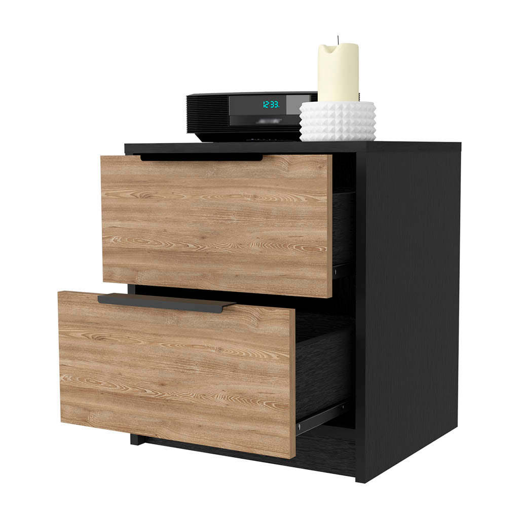 Washington Nightstand, Two Large Drawers Multicolor Mdf Engineered Wood