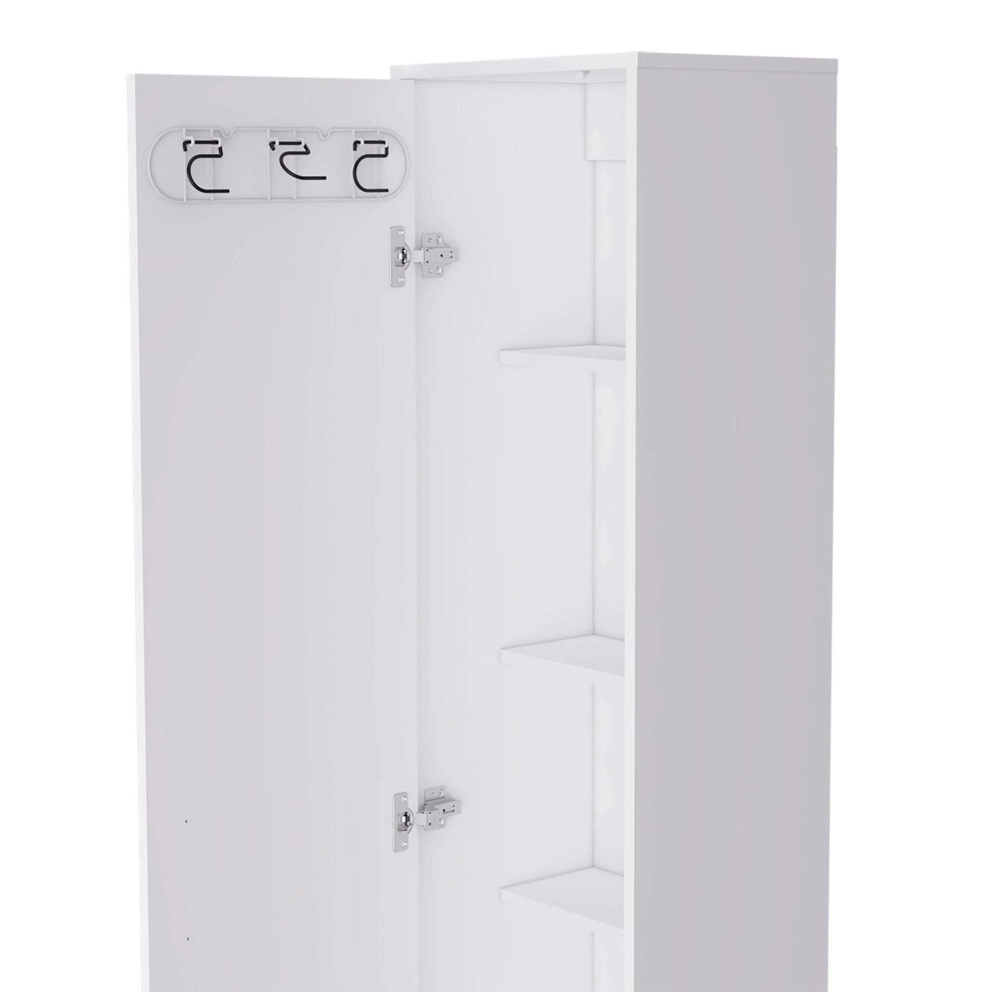 Lawen Tall Storage Cabinet, Single Door, 3 Broom