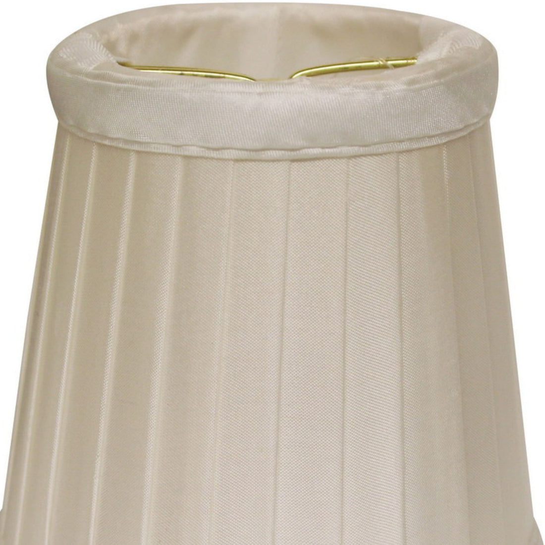 Slant Side Pleat Chandelier Lampshade With Flame Clip, Oyster Set Of 6 White Silk