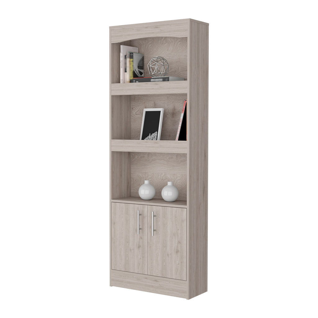 Durango Bookcase, Three Shelves, Double Door Cabinet Beige Mdf Engineered Wood