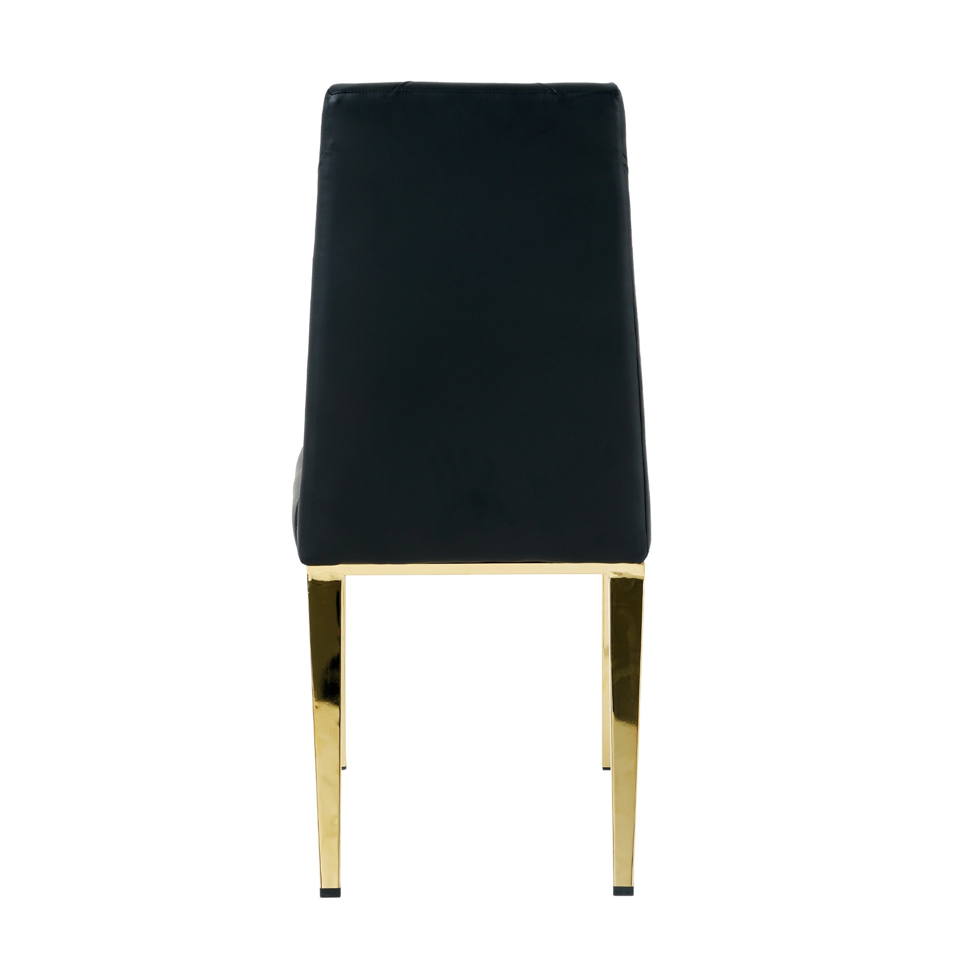 Modern Simple Light Luxury Dining Chair Black Chair Family Bedroom Chair Pu Fabric Dining Chair Gold Plated Legs Set Of 2 Metal Black Gold Pu