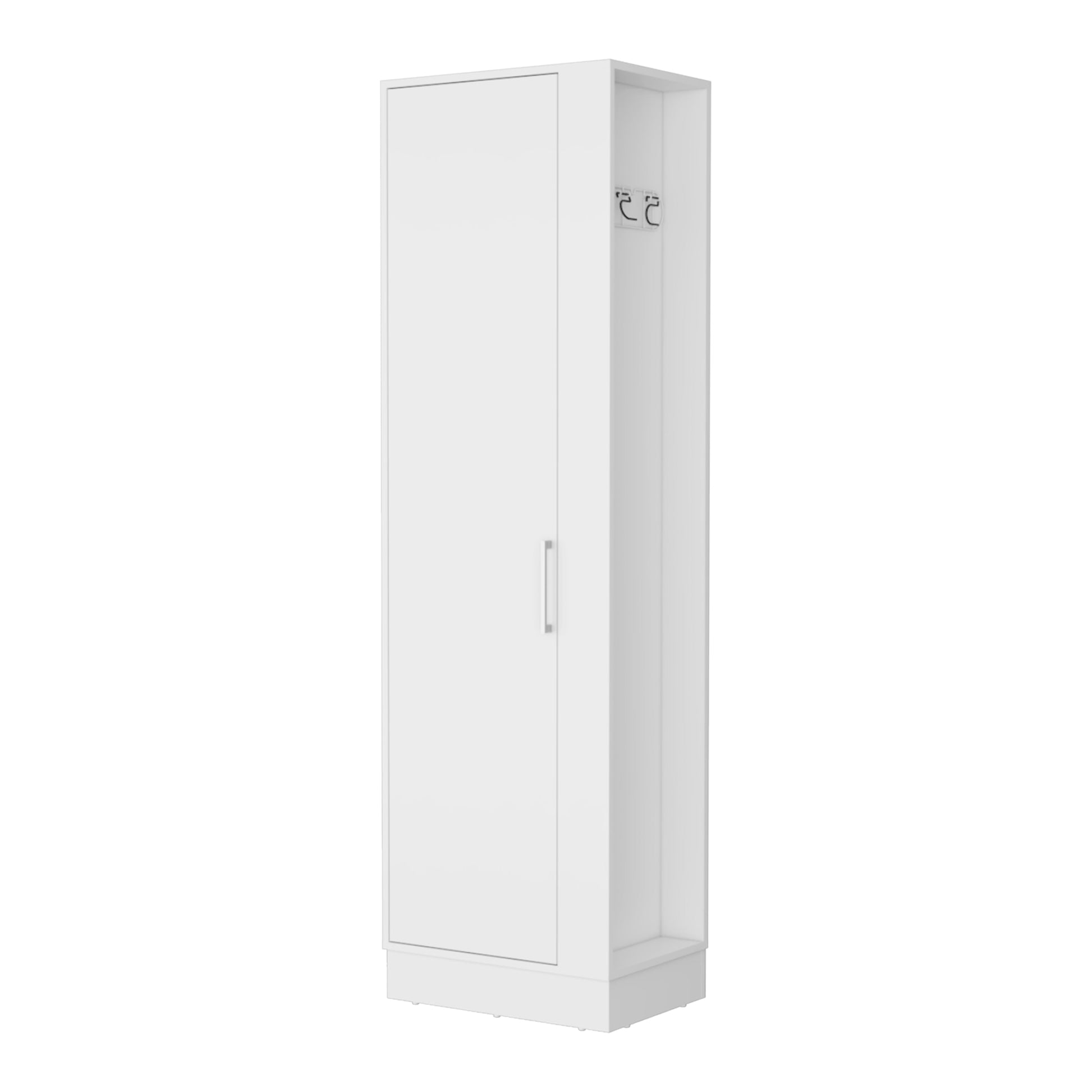 Nampa Storage Cabinet, Single Door, Broom Hangers ,White White Mdf Engineered Wood