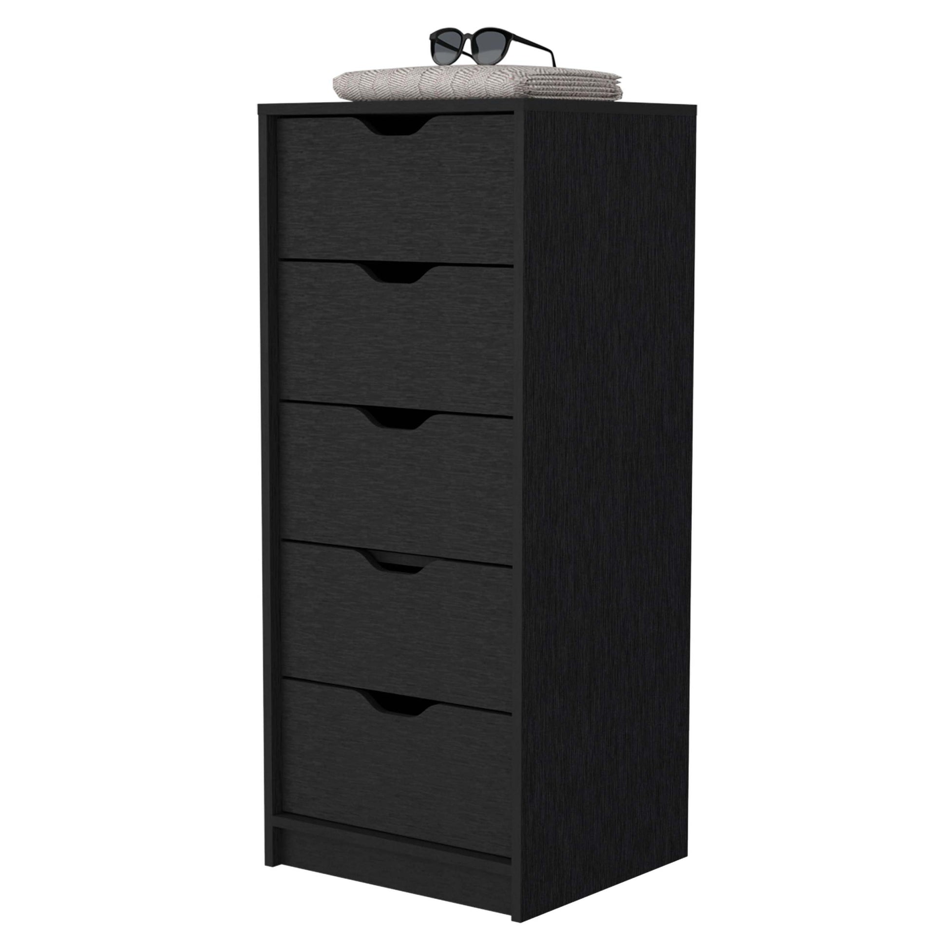 Dillon 5 Narrow Drawer Dresser, Tall Chest Of Drawers Black Mdf Engine Dillon 5 Narrow Drawer Dresser, Tall Chest Of Drawers Black Mdf Engine