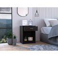 Pictor Nightstand, One Drawer, Lower Shelf. Black 1 Drawer Bedroom Rectangle Modern Drawers Pine Pine Engineered Wood