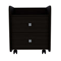 York Nightstand, Superior Top, Two Drawers, Four Casters Black Mdf Engineered Wood