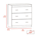 Dove Three Drawer Dresser, Superior Top Beige Mdf Engineered Wood