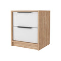 Washington Nightstand, Two Large Drawers Beige Mdf Engineered Wood