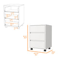 Vienna Three Drawers Filing Cabinet, Roller Blade Glide White Mdf Engineered Wood