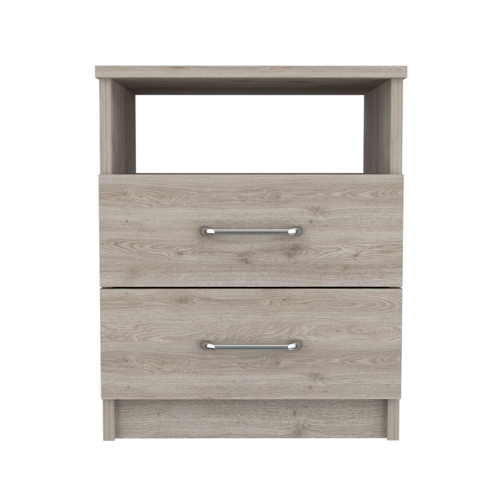 Oklahoma Nightstand,Two Drawers, One Shelf Beige Mdf Engineered Wood