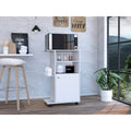 Columba Kitchen Cart, Single Door Cabinet, Four Caster White Mdf Engineered Wood