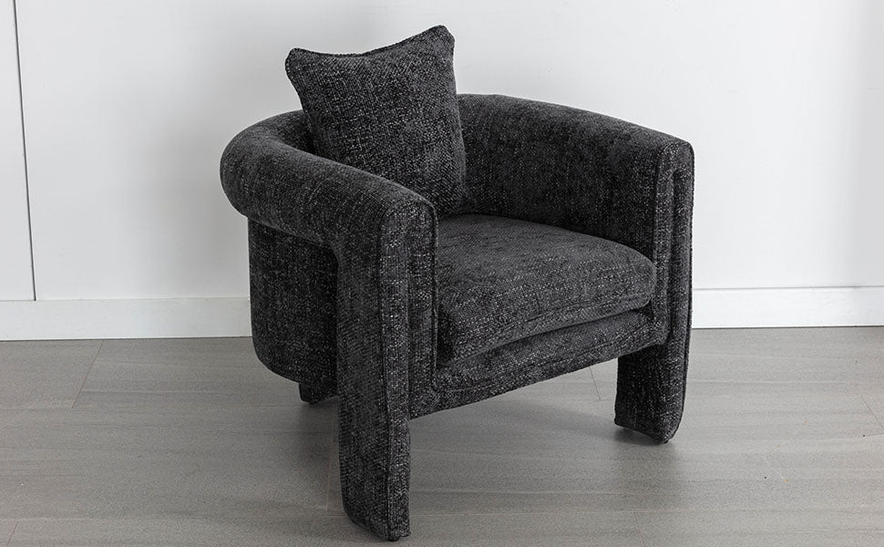 Modern Style Accent Chair Armchair For Living Room, Bedroom, Guest Room,Office,Rock Black Rock Black Upholstered