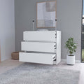 Avra 3 Drawer Dresser, Manufactured Wood Top And Front Chest Of Drawers White Mdf Engineered Wood