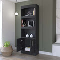 Durango Bookcase, Three Shelves, Double Door Cabinet Black Mdf Engineered Wood